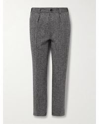 Drake's - Pantaloni slim-fit in tweed di lana a spina di pesce con pinces Games - Lyst