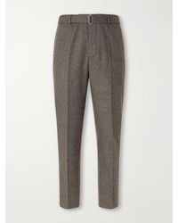 Officine Generale - Hoche Tapered Belted Houndstooth Virgin Wool Trousers - Lyst