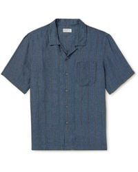 Universal Works - Road Camp-collar Embroidered Linen Shirt - Lyst