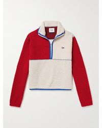 Drake's - Colour-block Twill-trimmed Wool-blend Fleece Half-zip Sweater - Lyst