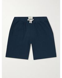 Oliver Spencer Straight-leg Ribbed Organic Cotton-jersey Drawstring Shorts - Blue