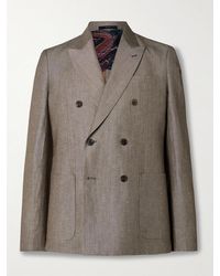 Paul Smith - Double-Breasted Linen And Wool-Blend Suit Jacket - Lyst