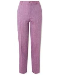 Etro - Roma Tapered Linen And Wool-blend Suit Trousers - Lyst