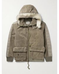 Greg Lauren - Faux Fur And Quilted Shell-trimmed Distressed Cotton-blend Jacket - Lyst