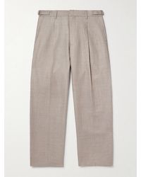 NN07 - Kay 10027 Straight-leg Pleated Linen And Wool-blend Suit Trousers - Lyst