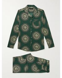 Desmond & Dempsey Printed Cotton Pyjama Set - Green