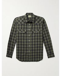 De Bonne Facture - Camargue Checked Brushed Cotton-flannel Shirt - Lyst