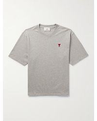 Ami Paris - T-shirt in jersey di cotone con logo ricamato - Lyst