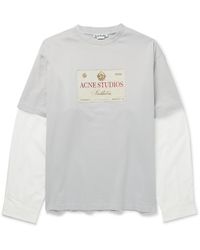 Acne Studios - Edra Oversized Layered Logo-Print Cotton-Jersey And Poplin T-Shirt - Lyst