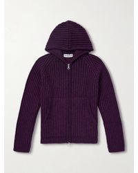 Our Legacy - Cropped Ribbed Wool Zip-up Hoodie - Lyst