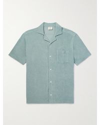 Hartford - Camp-collar Garment-dyed Cotton-terry Shirt - Lyst