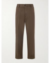 Drake's - Straight-Leg Peached Cotton-Twill Trousers - Lyst