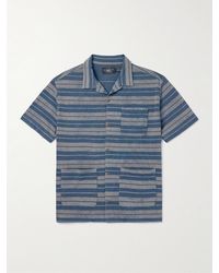 RRL - Jasper gestreiftes Hemd aus Baumwolle in Indigo-Färbung mit wandelbarem Kragen - Lyst