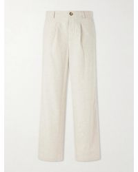 Oliver Spencer - Cotton And Linen-Blend Drawstring Trousers - Lyst