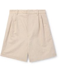 Bottega Veneta - Straight-Leg Pleated Linen And Cotton-Blend Twill Shorts - Lyst