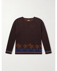 Bode - Fish School Intarsia-knit Cotton Sweater - Lyst