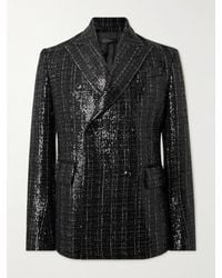 Amiri - Double-breasted Checked Sequinned Bouclé Blazer - Lyst