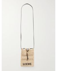 Loewe - Paula's Ibiza Umhängetasche aus Raffiabast mit Lederbesatz und Stickerei - Lyst