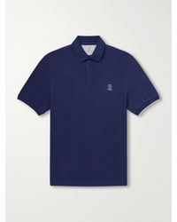 Brunello Cucinelli - Logo-Print Cotton-Piqué Polo Shirt - Lyst