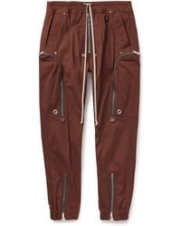 Rick Owens - Bauhaus Tapered Organic Cotton-blend Poplin Drawstring Cargo Trousers - Lyst