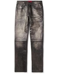 424 - Slim-fit Straight-leg Leather Trousers - Lyst