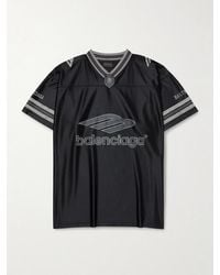 Balenciaga - Logo-Print Striped Appliquéd Jersey T-Shirt - Lyst