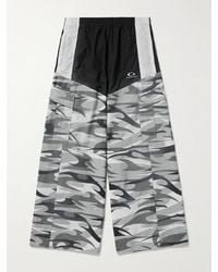 Balenciaga - Wide-leg Panelled Cotton-poplin And Camouflage-print Ripstop Cargo Track Pants - Lyst
