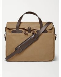 Filson Original Leather-trimmed Twill Briefcase - Brown