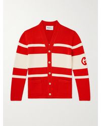 Gucci - Logo-intarsia Striped Cotton Cardigan - Lyst