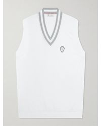 Brunello Cucinelli - Logo-Embroidered Cotton Golf Sweater Vest - Lyst