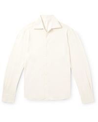 STÒFFA - Spread-collar Cotton And Silk-blend Piqué Shirt - Lyst