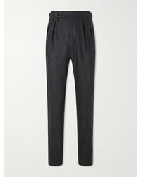Brunello Cucinelli - Straight-Leg Pleated Wool Trousers - Lyst