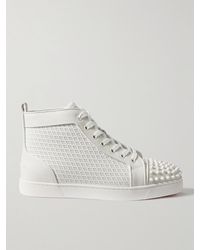 Christian Louboutin - Lou Spikes Orlato Studded Leather And Mesh High-top Sneakers - Lyst