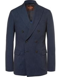 Tod's Blue Slim-fit Double-breasted Denim Blazer
