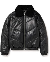 YMC - Kool Herc Shearling-trimmed Quilted Padded Leather Jacket - Lyst