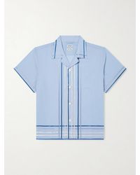 Bode - Ribbon Plaid Camp-collar Satin-trimmed Cotton-poplin Shirt - Lyst