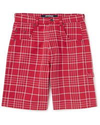 Jacquemus - Le Panni Straight-Leg Checked Cotton-Canvas Shorts - Lyst