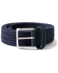 Anderson's - 3.5Cm Suede-Trimmed Woven Stretch-Wool Belt - Lyst