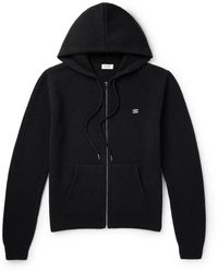 Celine - Logo-Embroidered Knitted Wool And Cashmere-Blend Hoodie - Lyst