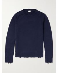 Saint Laurent - Distressed Cotton Sweater - Lyst