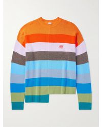 Loewe - Logo-embroidered Striped Wool Sweater - Lyst
