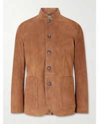 Eleventy - Slim-fit Mandarin Collar Suede Jacket - Lyst