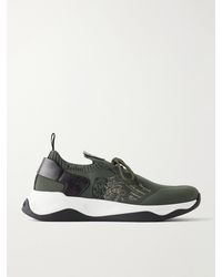 Berluti - Shadow Logo-embroidered Leather-trimmed Stretch-knit Sneakers - Lyst