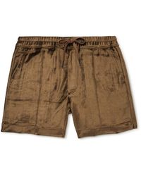 Tom Ford Straight-leg Modal-blend Velour Drawstring Shorts - Brown