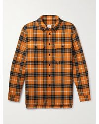 Burberry - Overshirt in misto lana e cotone imbottito a quadri con collo button-down - Lyst