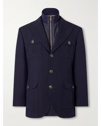 Brunello Cucinelli - Herringbone Wool And Cotton-Blend Twill Jacket With Detachable Shell Liner - Lyst