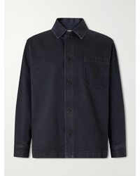 Saint Laurent - Logo-embroidered Cotton Denim Overshirt - Lyst