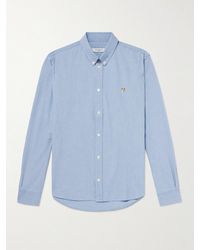 Maison Kitsuné - Button-down Collar Logo-embroidered Cotton Oxford Shirt - Lyst