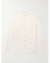 Loro Piana - Elia Grandad-collar Pinstriped Linen Shirt - Lyst