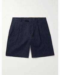 Lardini - Wide-leg Pleated Linen Bermuda Shorts - Lyst